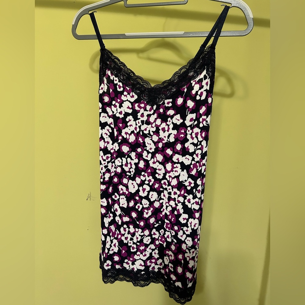 Lane Bryant Black and Maroon Patterned Chemise